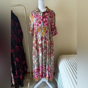 NATURAL LIFE Floral Maxi Dress in Pink, Yellow, and Green